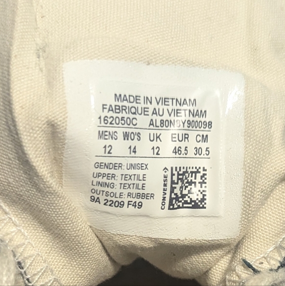 Converse Chuck Taylor 70 Hi Black Size 12 - Picture 8 of 8